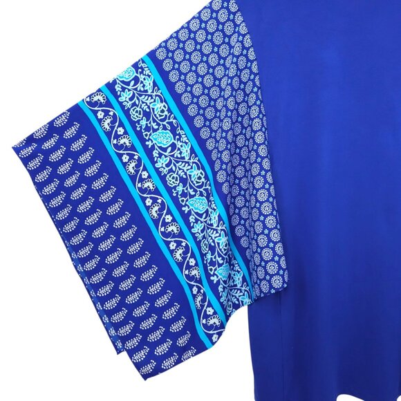 Chicos Pullover Top Womens 2 US L Paisley Handkerchief Batwing Sleeve Keyhole - Picture 15 of 16